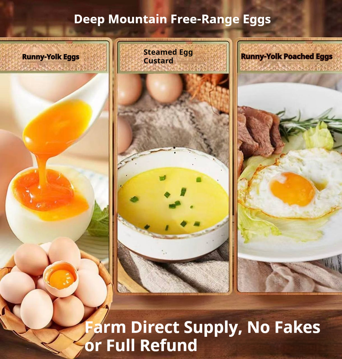 Deep Mountain Free-Range Eggs | SGS 84-Test Certified | Farm Direct Supply | No Hormones or Antibiotics | Jelly-Like Egg Whit